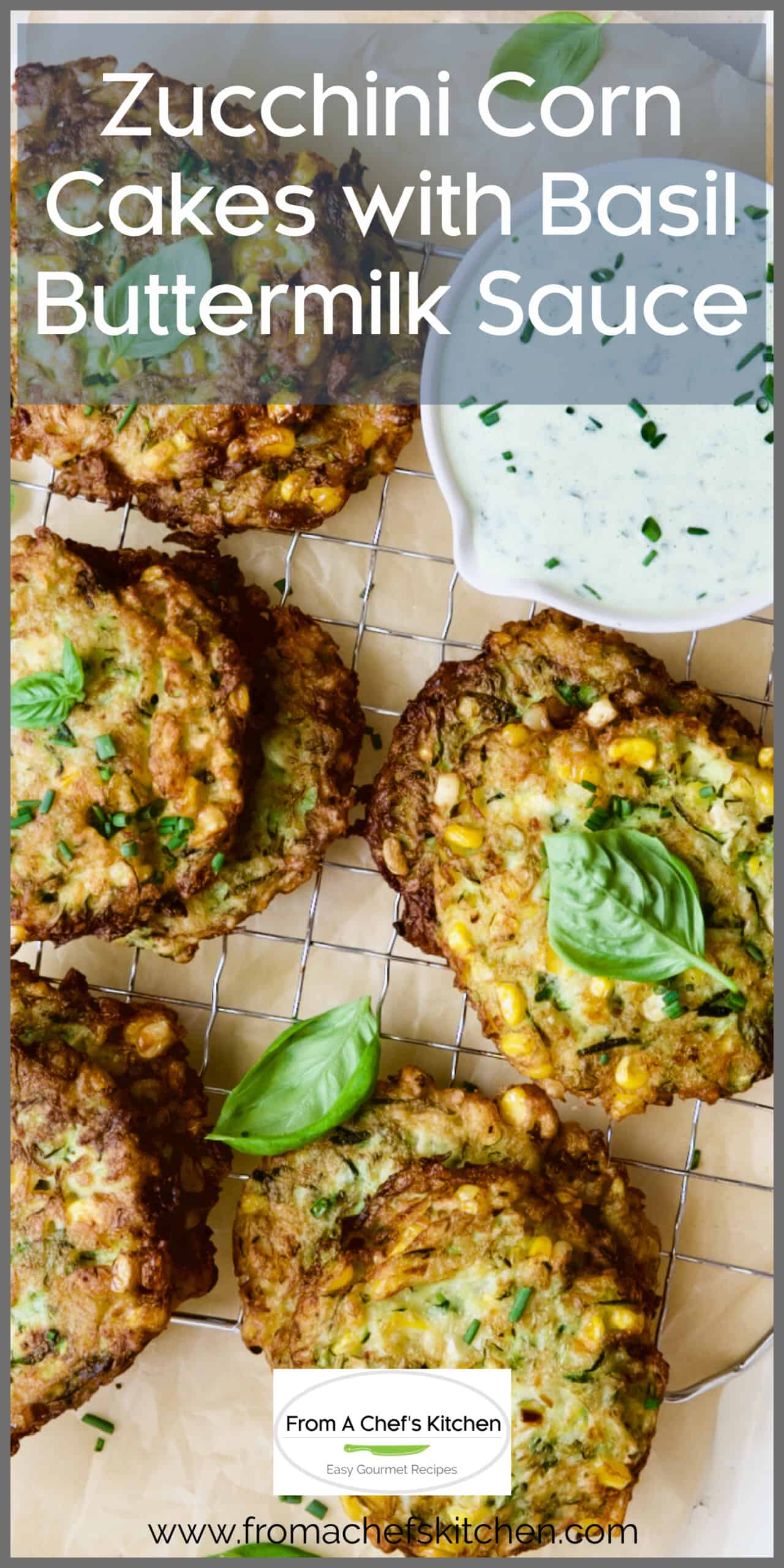 Zucchini Corn Fritters Recipe with Basil Buttermilk Sauce