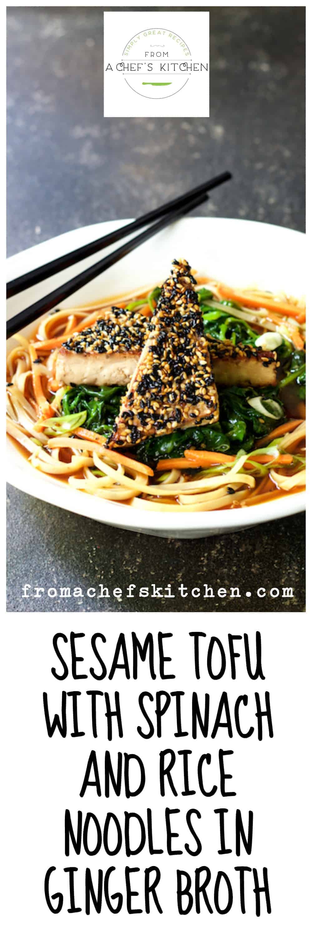 Sesame Tofu Recipe with Rice Noodles in Ginger Broth