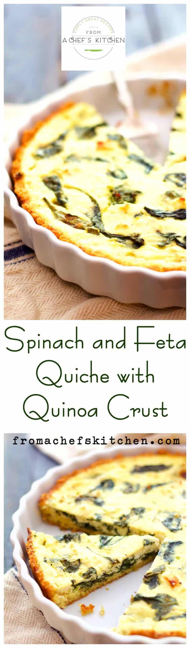 Spinach Feta Quiche with Quinoa Crust From A Chef's Kitchen