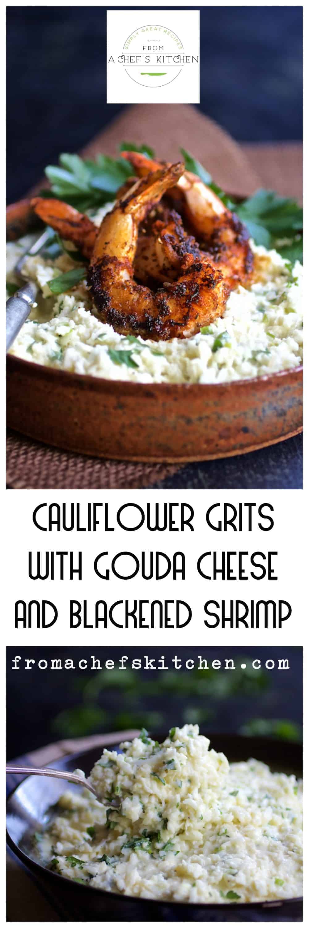 Cheesy Cauliflower Grits Recipe with Blackened Shrimp