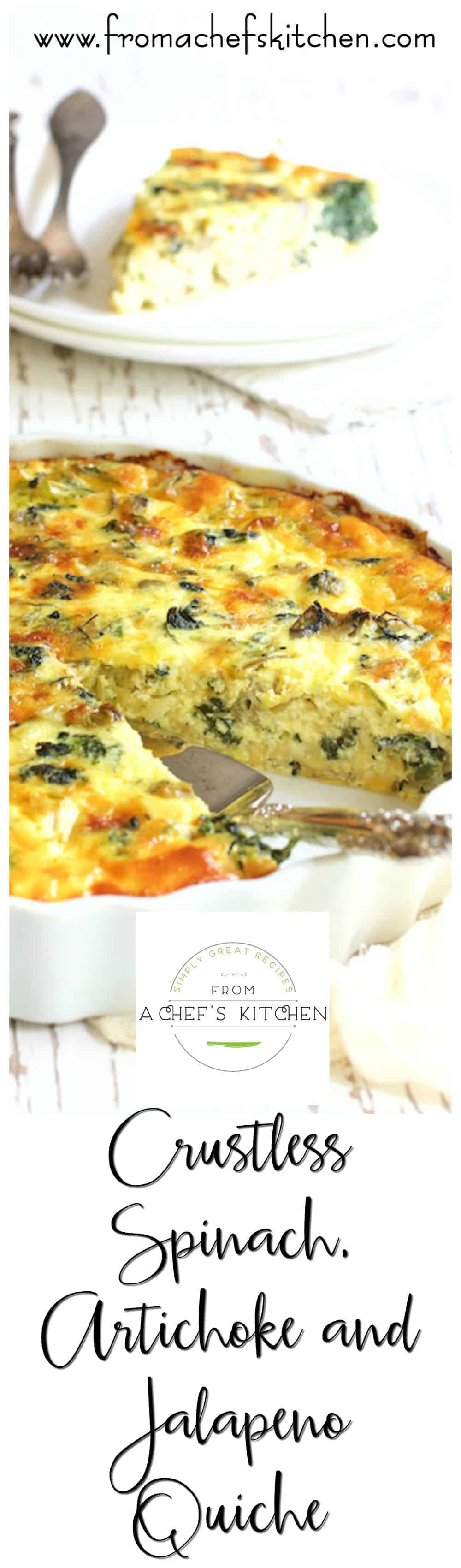 Crustless Spinach Artichoke Quiche Recipe with Jalapeno