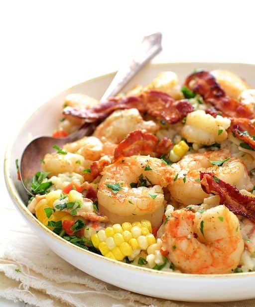 Shrimp and Corn Risotto with Bacon