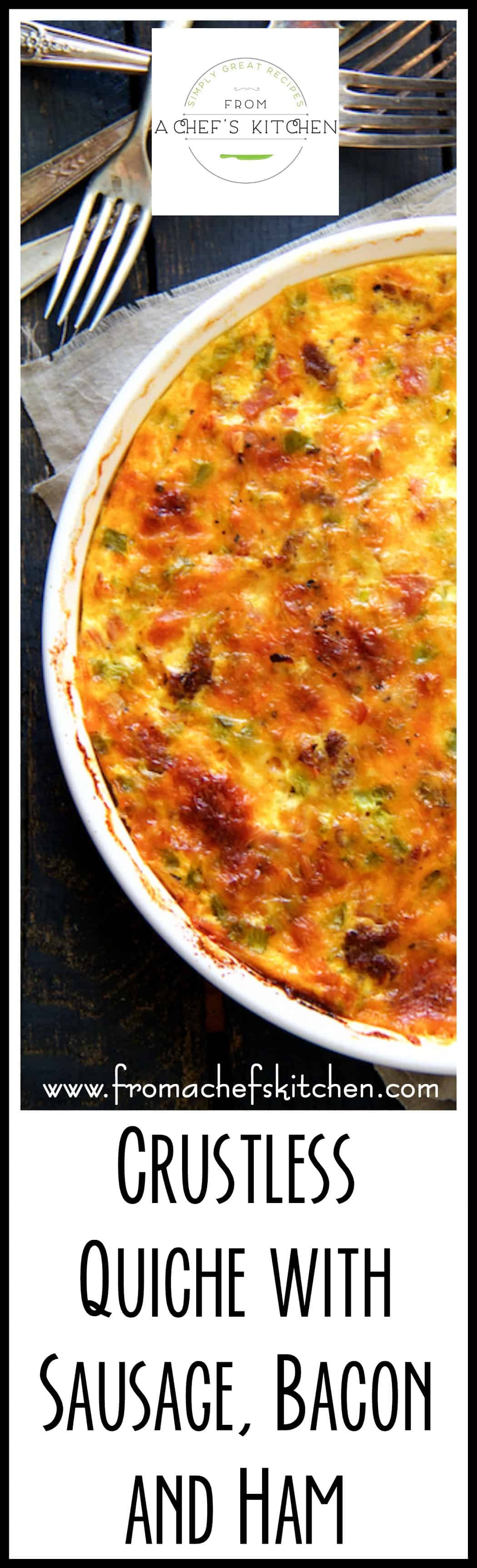 Crustless Quiche Recipe with Sausage Bacon and Ham