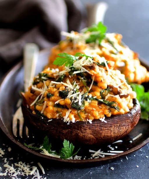 Barley Risotto Stuffed Portobello Mushrooms