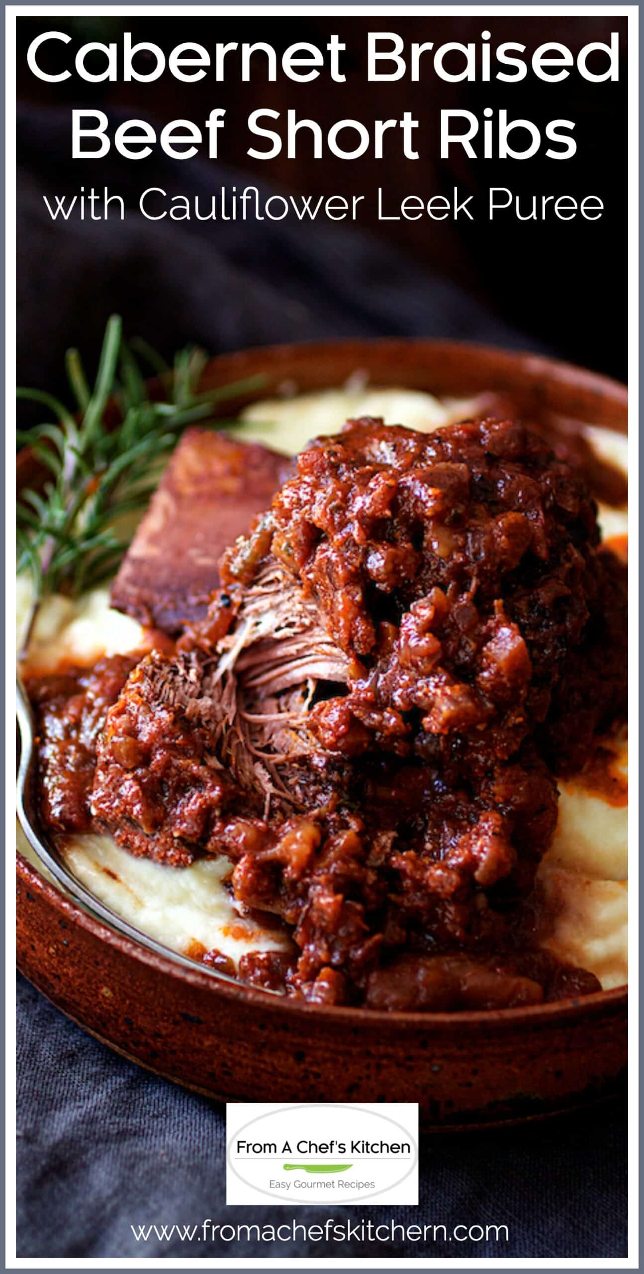 Cabernet Braised Beef Short Ribs with Cauliflower Leek Puree