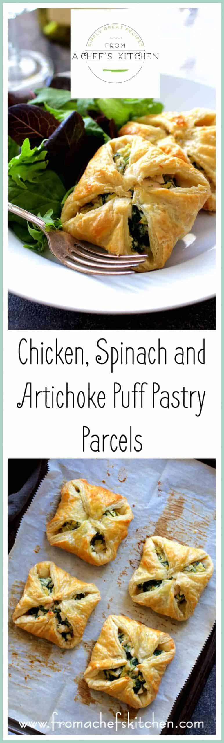 Puff Pastry Parcels with Chicken Spinach and Artichokes