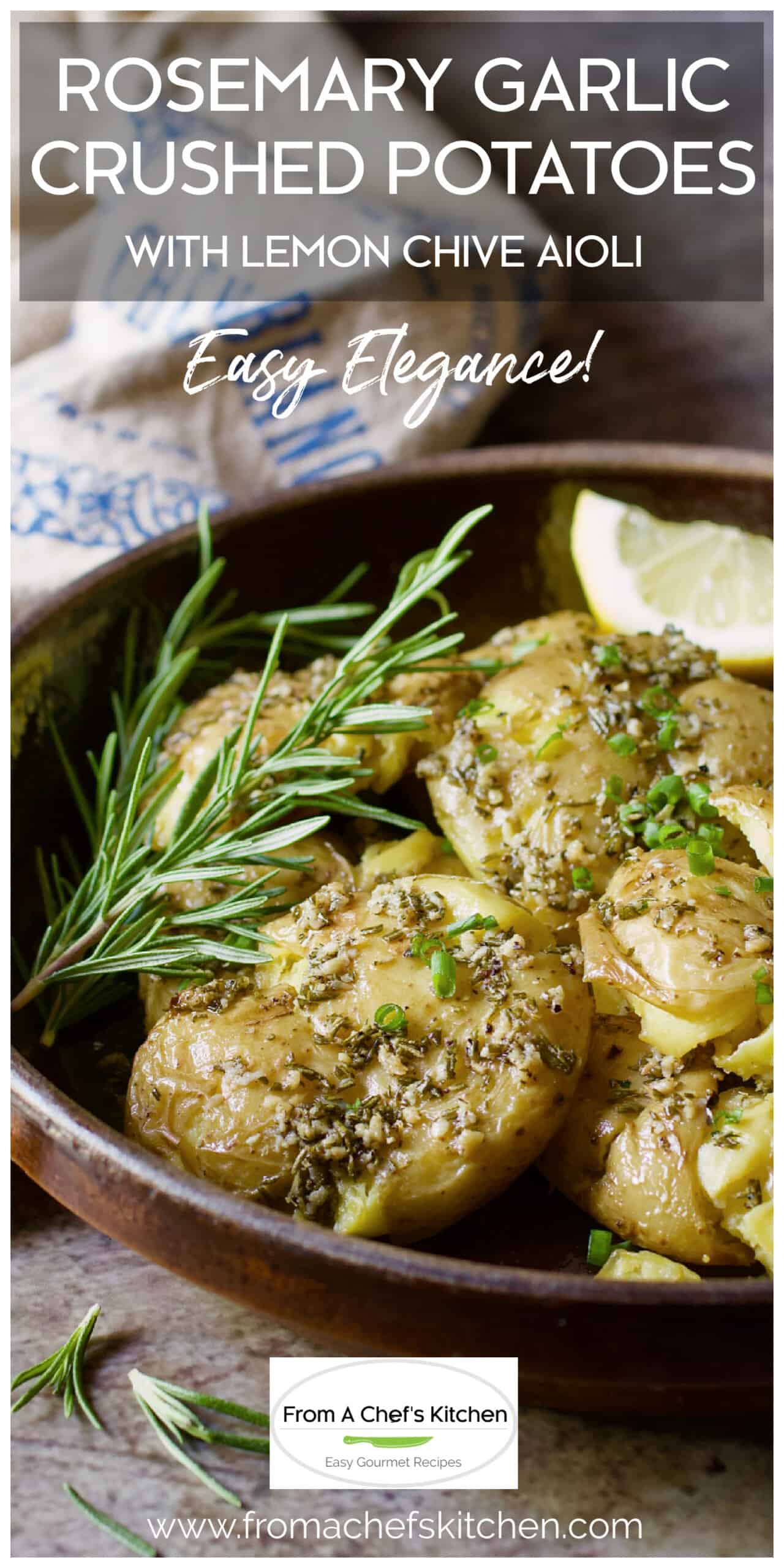 Rosemary Garlic Smashed Potato Recipe with Lemon Chive Aioli