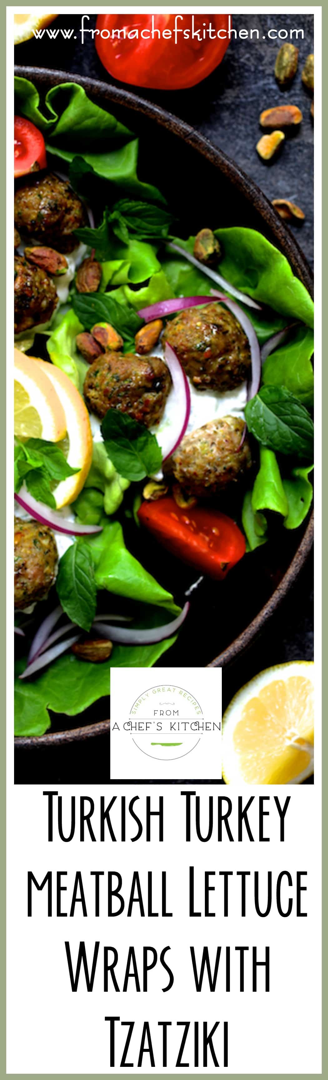 Turkish Turkey Meatball Lettuce Wraps are healthful, light, easy, fun and so flavorful! It's the perfect summer dinner full of fresh ingredients!