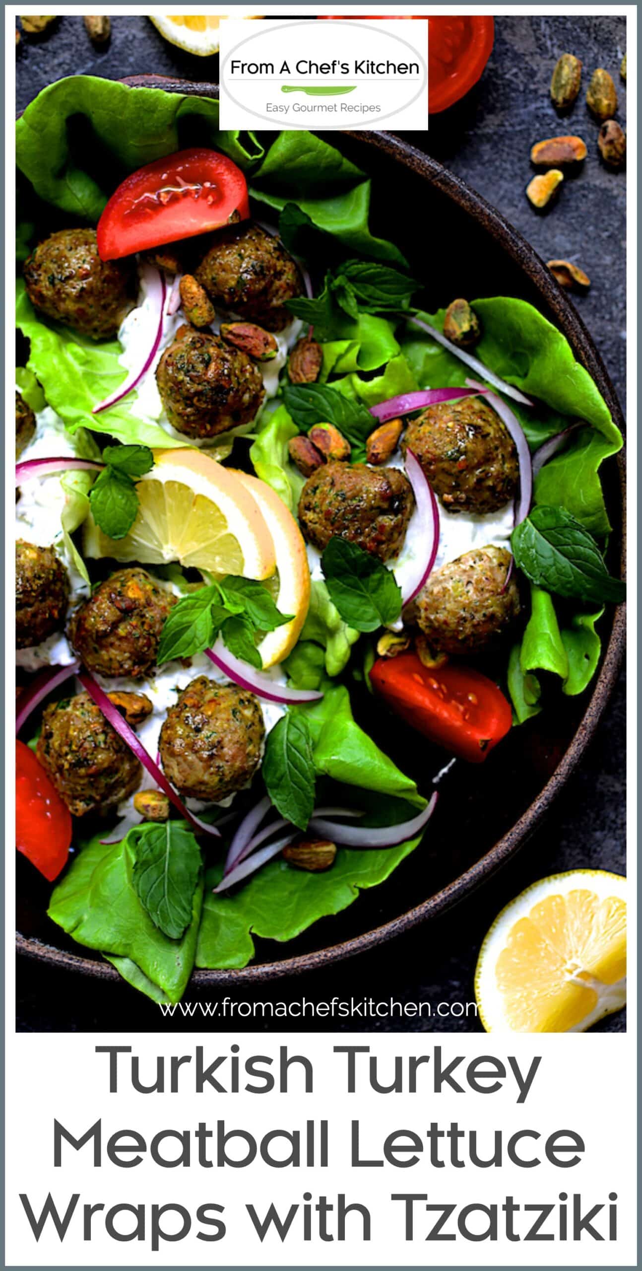 Turkey Meatball Lettuce Wraps Recipe with Tzatziki