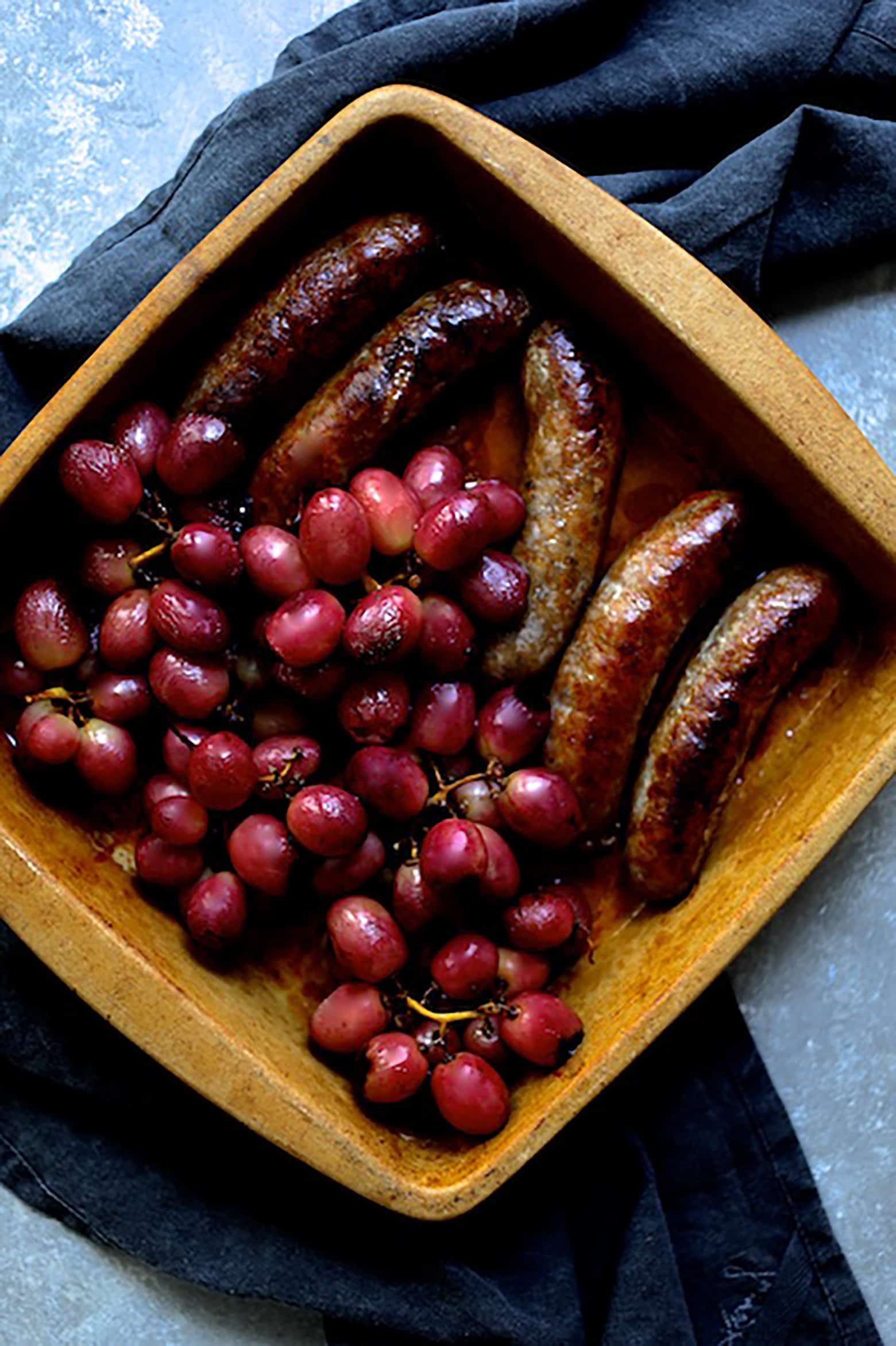 Italian Sausage and Grapes with Goat Cheese Polenta