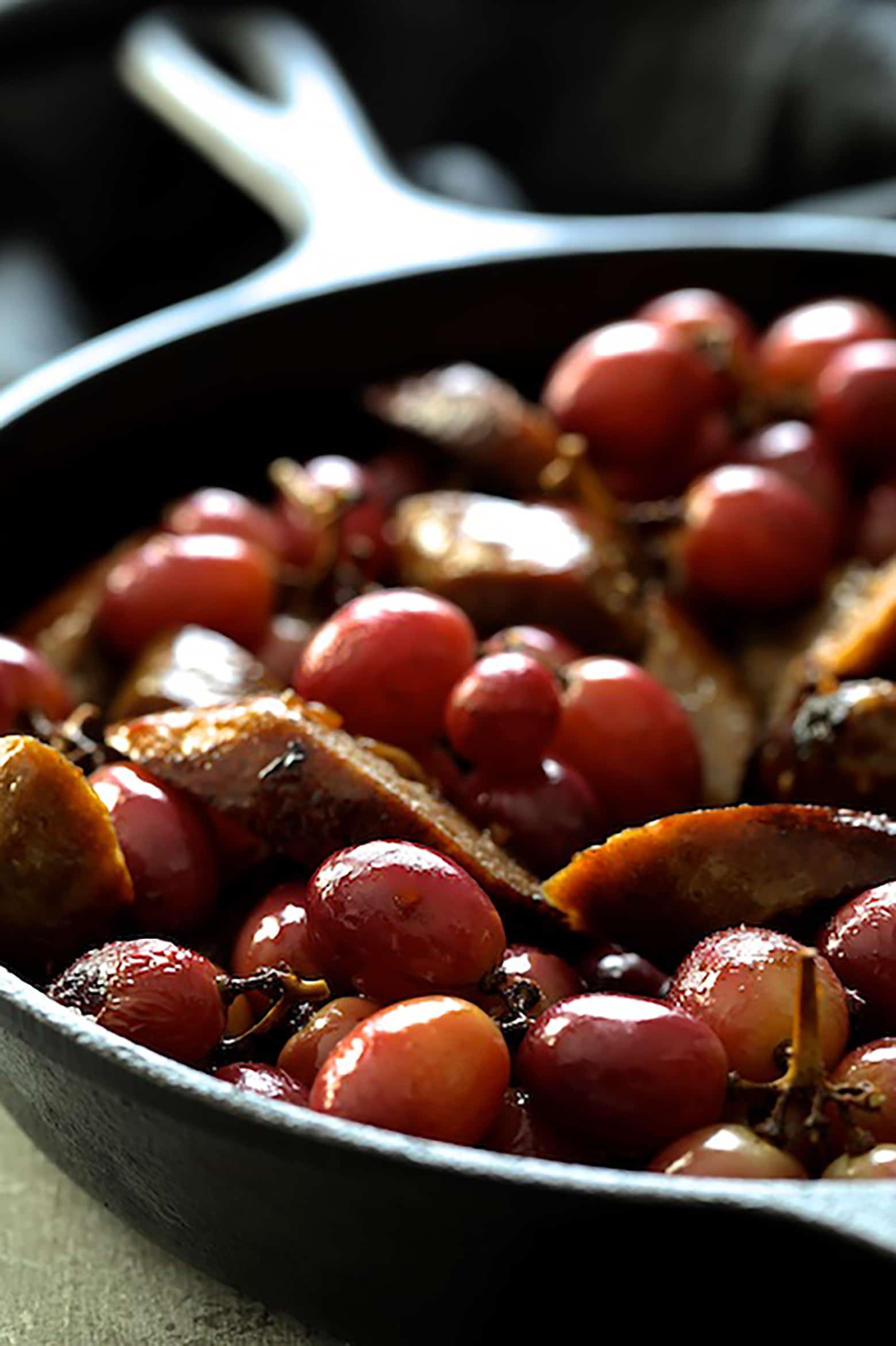 Italian Sausage and Grapes with Goat Cheese Polenta