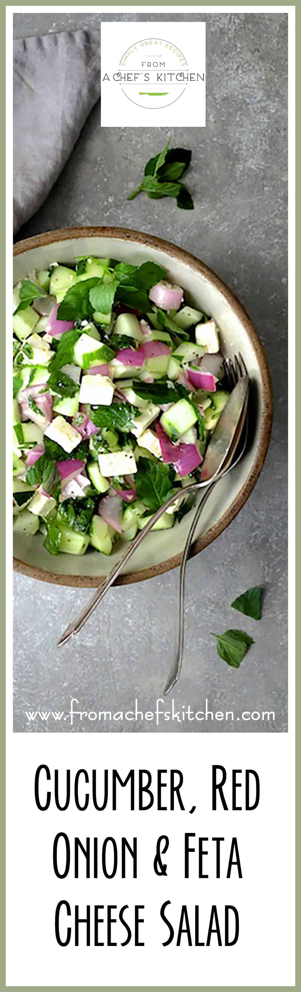 Cucumber Red Onion Feta Cheese Salad is crunchy, easy, delicious and comes together quickly!