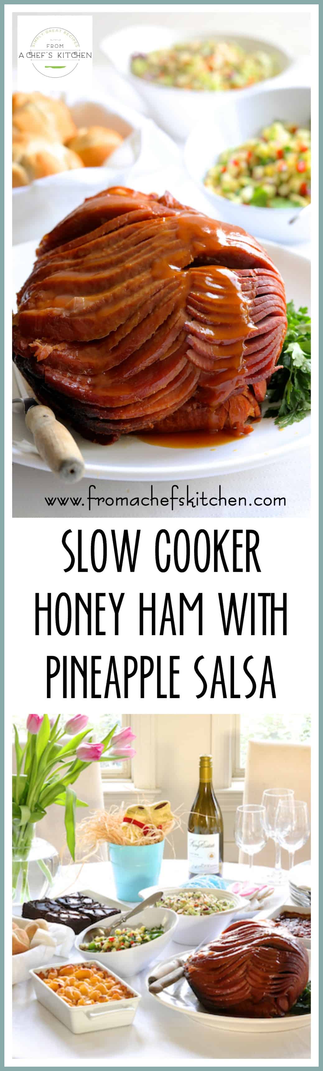 Msg 4 21+ #TFMEasterBasket #TheFreshMarket #CollectiveBias #AD - Slow Cooker Honey Ham with Pineapple Salsa and The Fresh Market Easter Meal is the way to a beautiful and stress-free Easter celebration! @TheFreshMarket