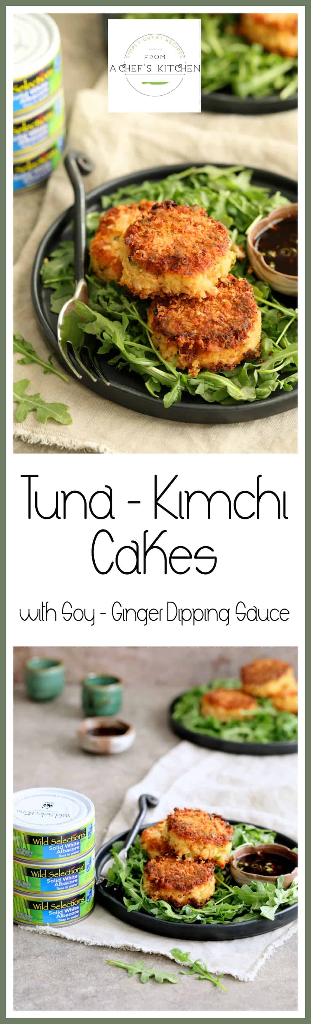 Tuna Kimchi Cakes with Soy Ginger Dipping Sauce are crispy, delicious and packed with flavor! Made with Wild Selections® Solid White Albacore Tuna, it's tuna you can feel good about eating. @wildselections (https://www.pinterest.com/wildselections) #WildSelections #SelectSustainable #Ad