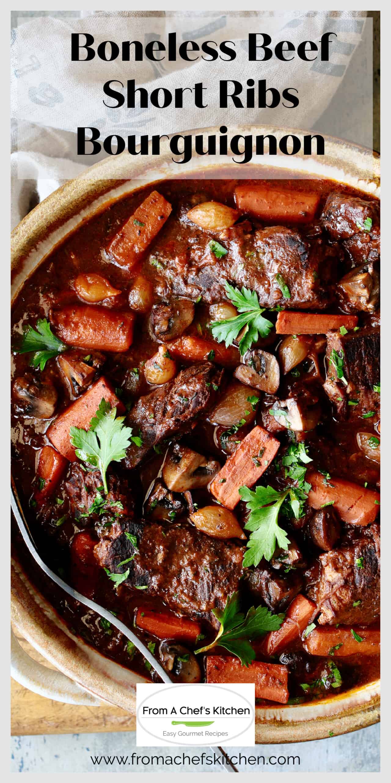Boneless Beef Short Ribs Bourguignon (Slow Cooker Recipe)