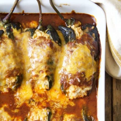 Chicken Brown Rice And Cheese Stuffed Poblanos