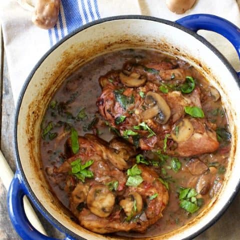 Chicken Pinot Noir With Wild Mushrooms And Fresh Basil-image