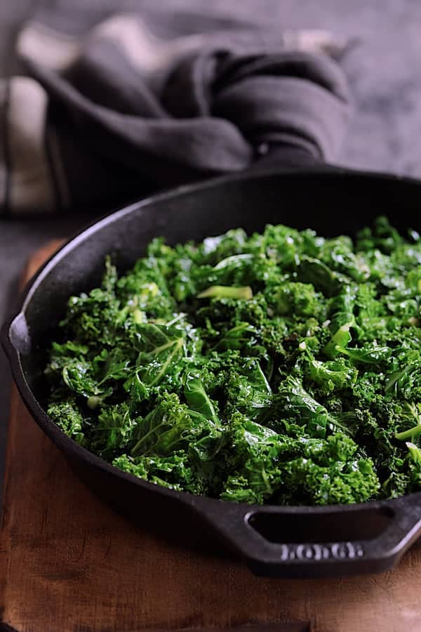 Spicy Sauteed Kale with Andouille Sausage From A Chef's Kitchen
