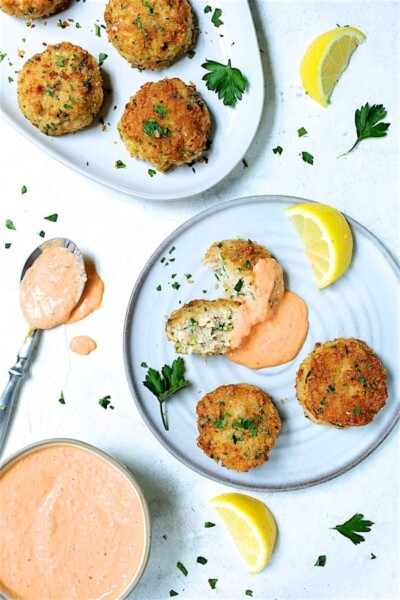 Shrimp Cakes Recipe with Roasted Red Bell Pepper Mayonnaise