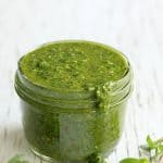 Purslane Chimichurri in glass jar.