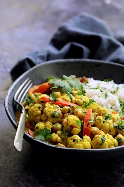 Vegan Indian Cauliflower Curry Recipe with Chickpeas