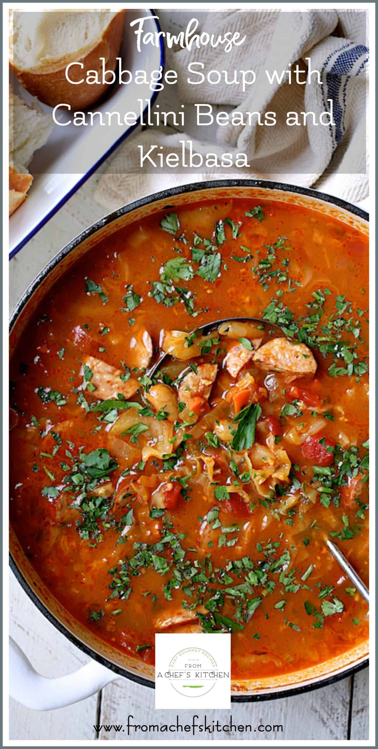 Farmhouse Cabbage Soup with Cannellini Beans and Kielbasa