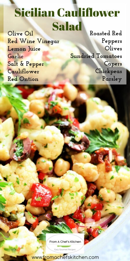 Pinterest graphic for Sicilian Cauliflower Salad.