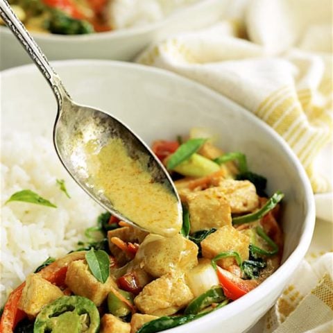 Thai Yellow Curry with Crispy Tofu and Vegetables-image