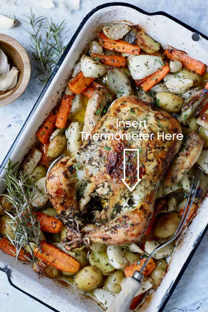 Garlic Herb Butter Roast Chicken Recipe with Root Vegetables