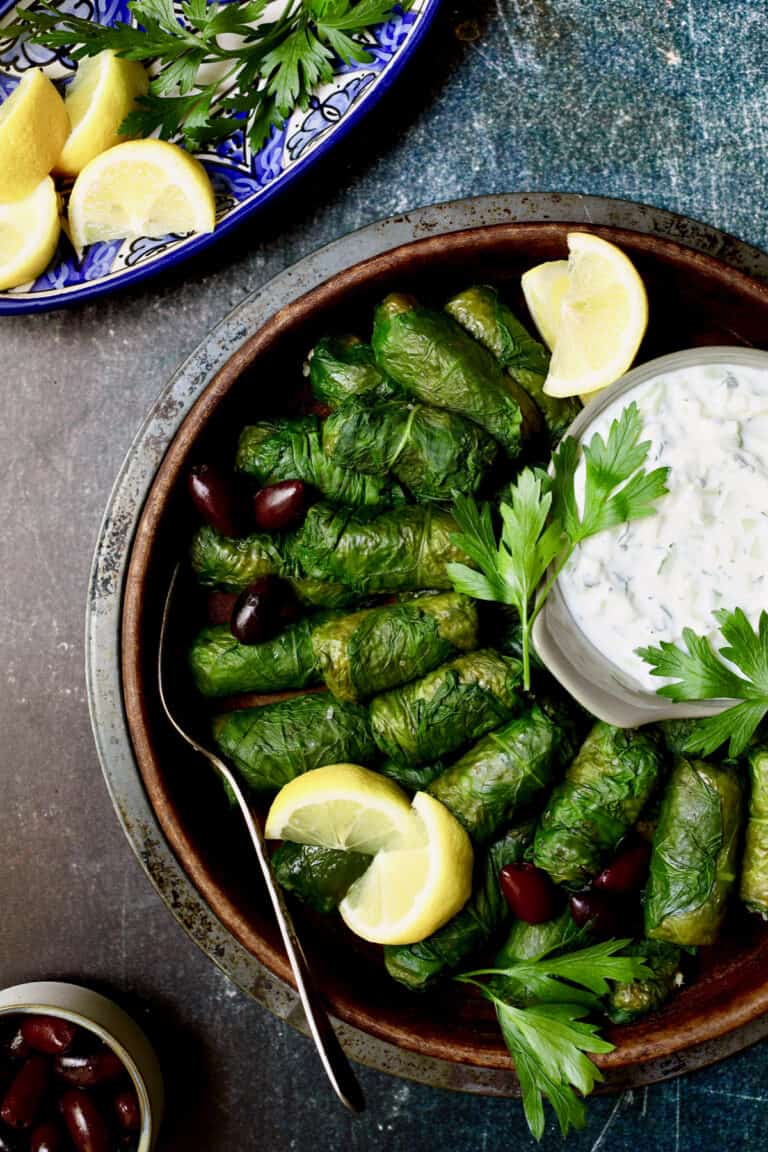 Vegetarian Dolma Recipe for Swiss Chard Leaves with Tzatziki