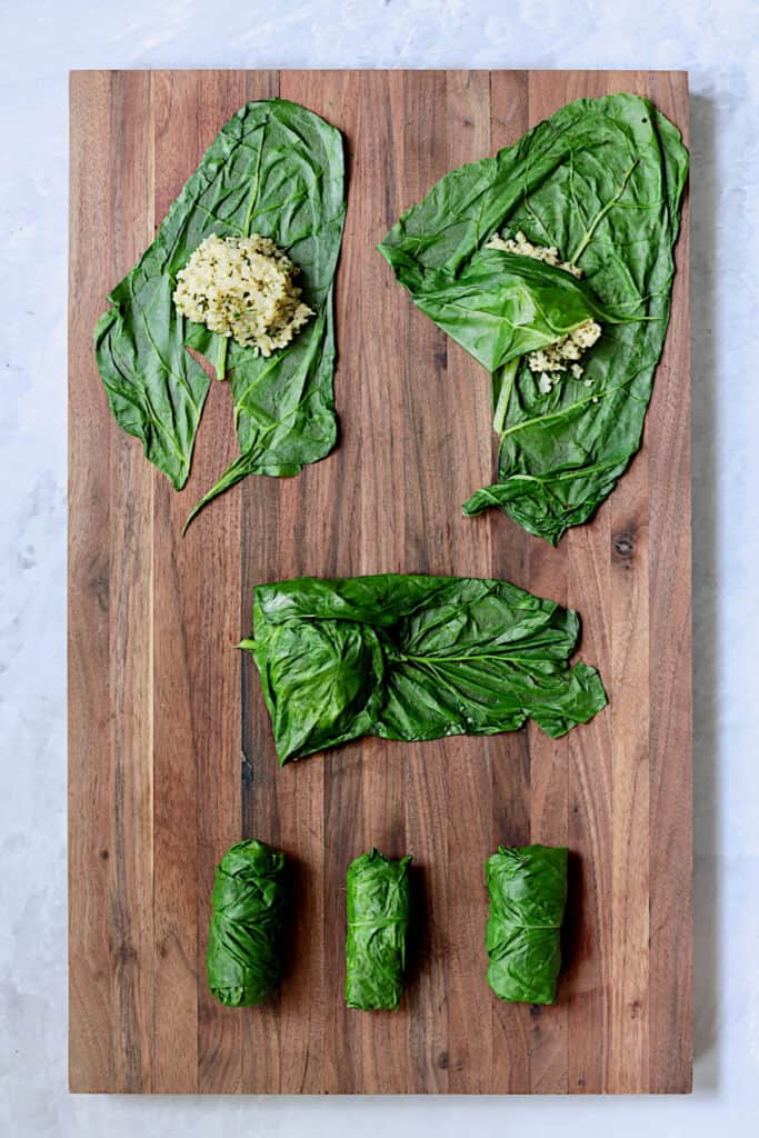 Vegetarian Dolma Recipe for Swiss Chard Leaves with Tzatziki