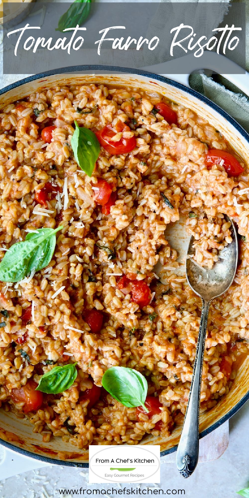 Tomato Farro Risotto Recipe with Basil and Parmesan