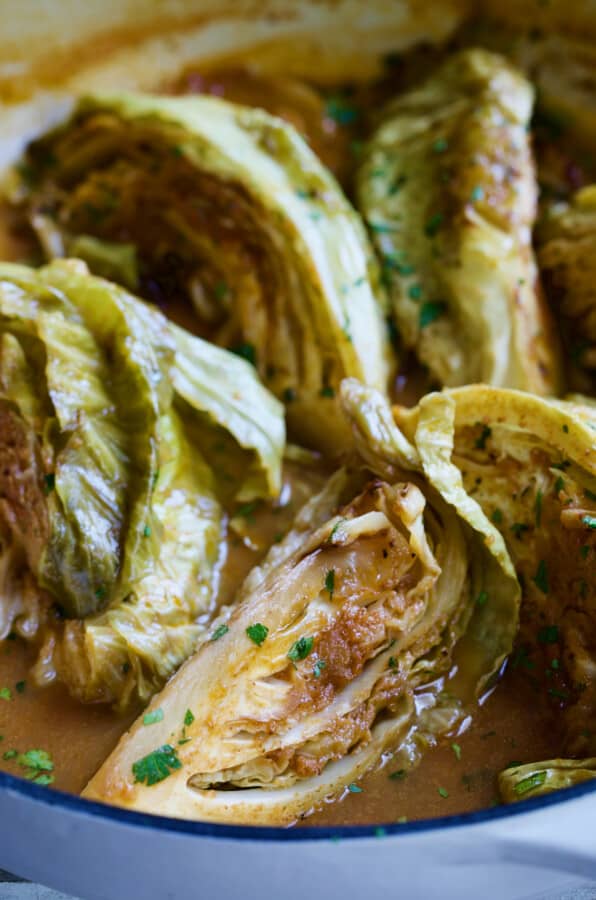 Braised Cabbage Wedges with Cider Vinegar
