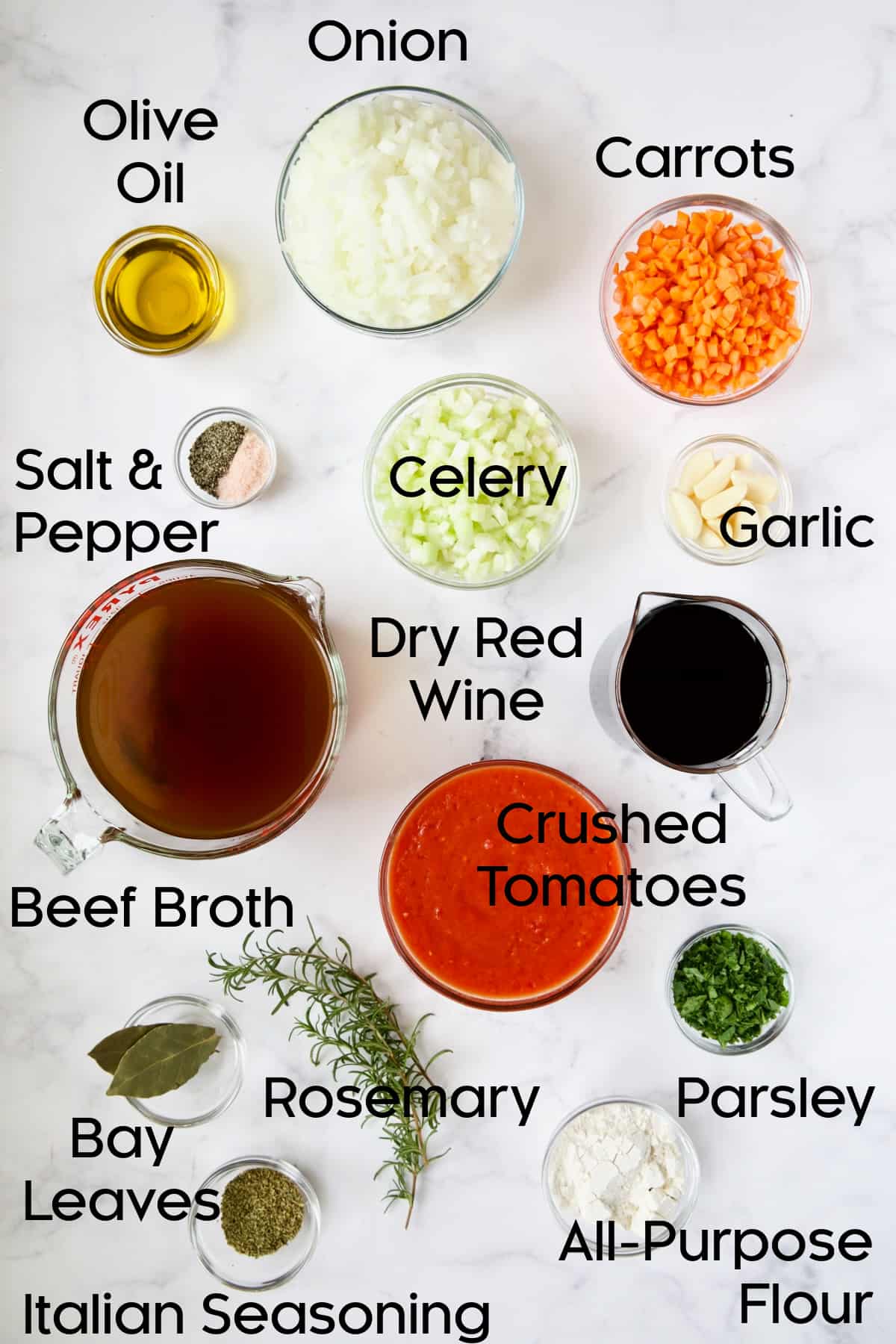Ingredients for Braised Beef Short Ribs.