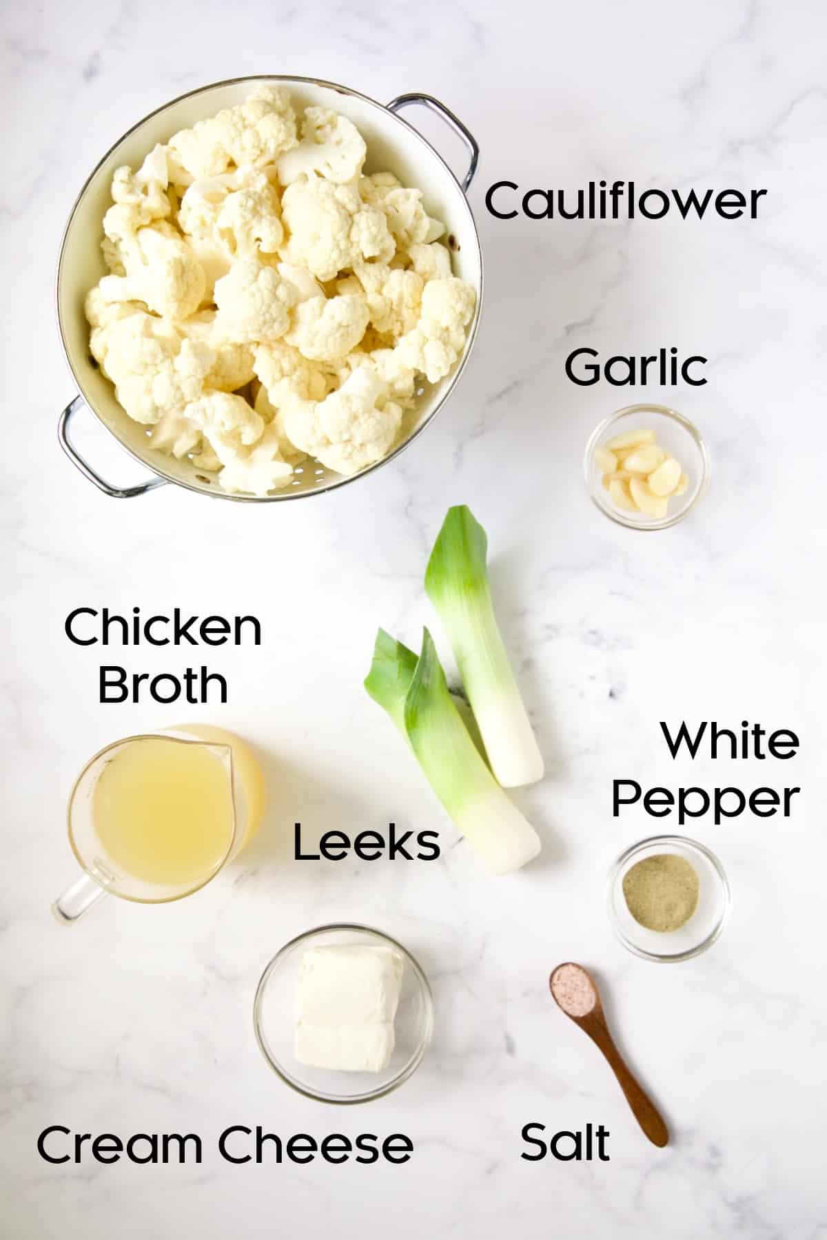 Ingredients for Cauliflower Leek Puree.