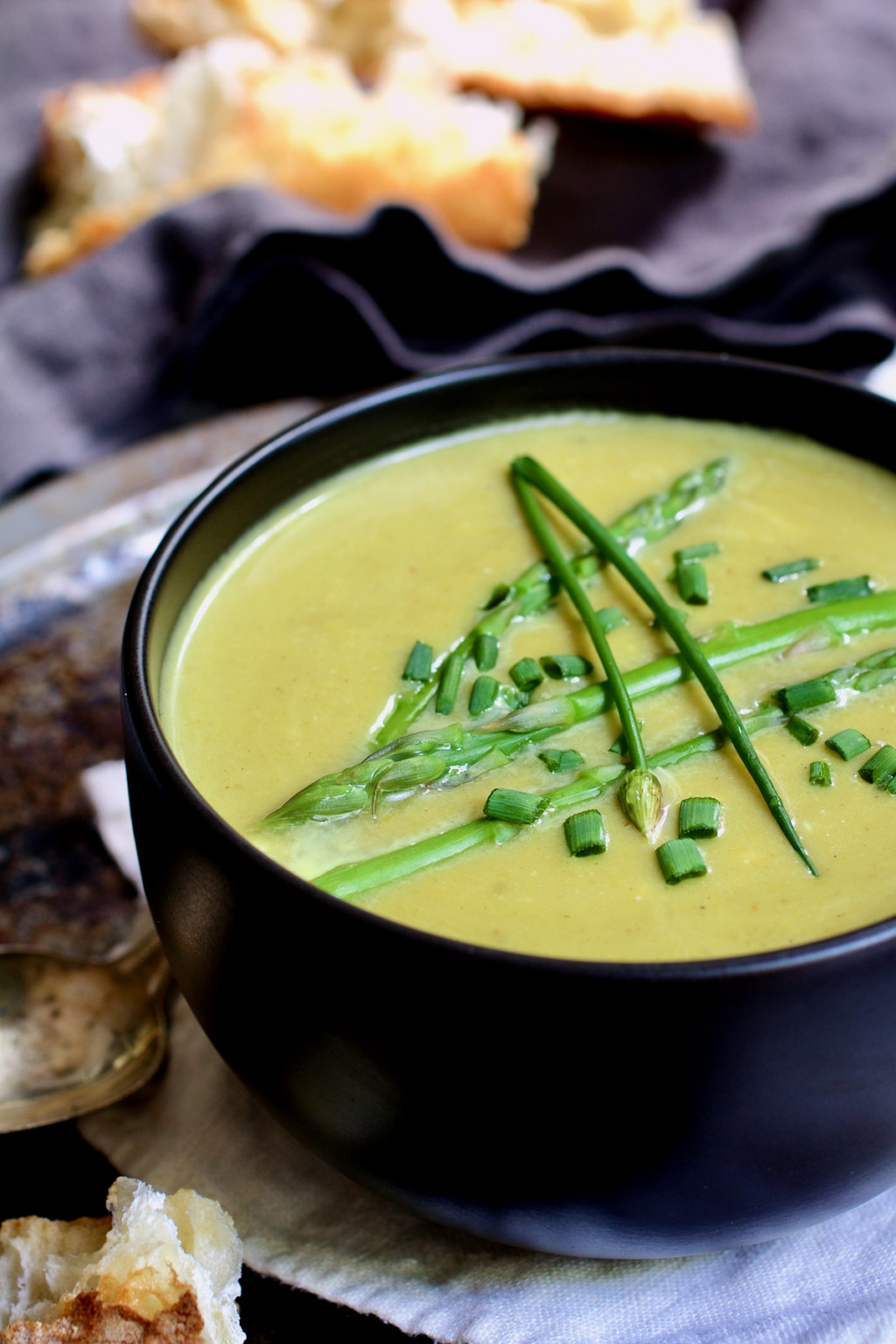 Creamy Asparagus Soup with Curry From A Chef's Kitchen