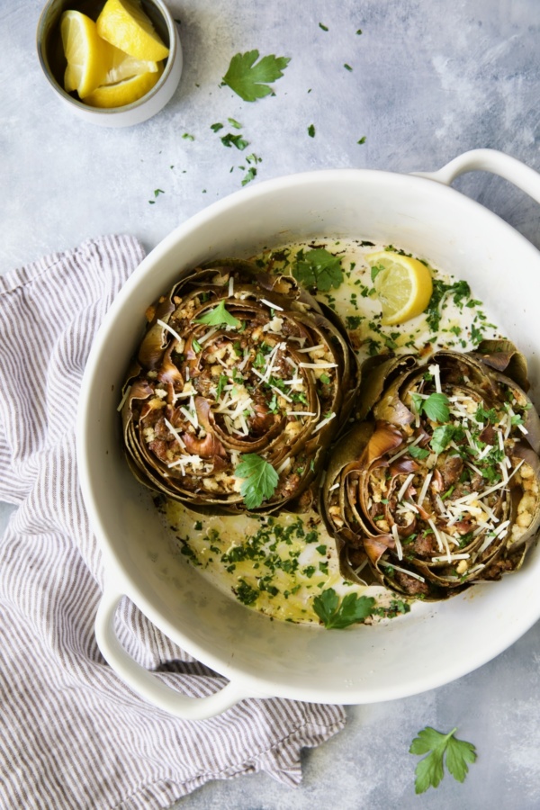 Baked ItalianStuffed Artichokes From A Chef's Kitchen