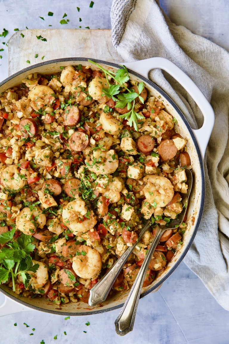 LowCarb Jambalaya Recipe with Chicken Sausage and Shrimp