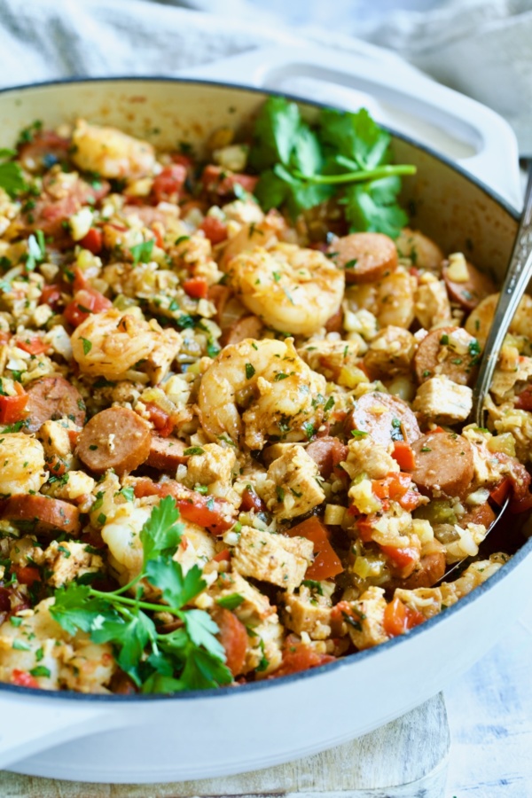 LowCarb Jambalaya Recipe with Chicken Sausage and Shrimp