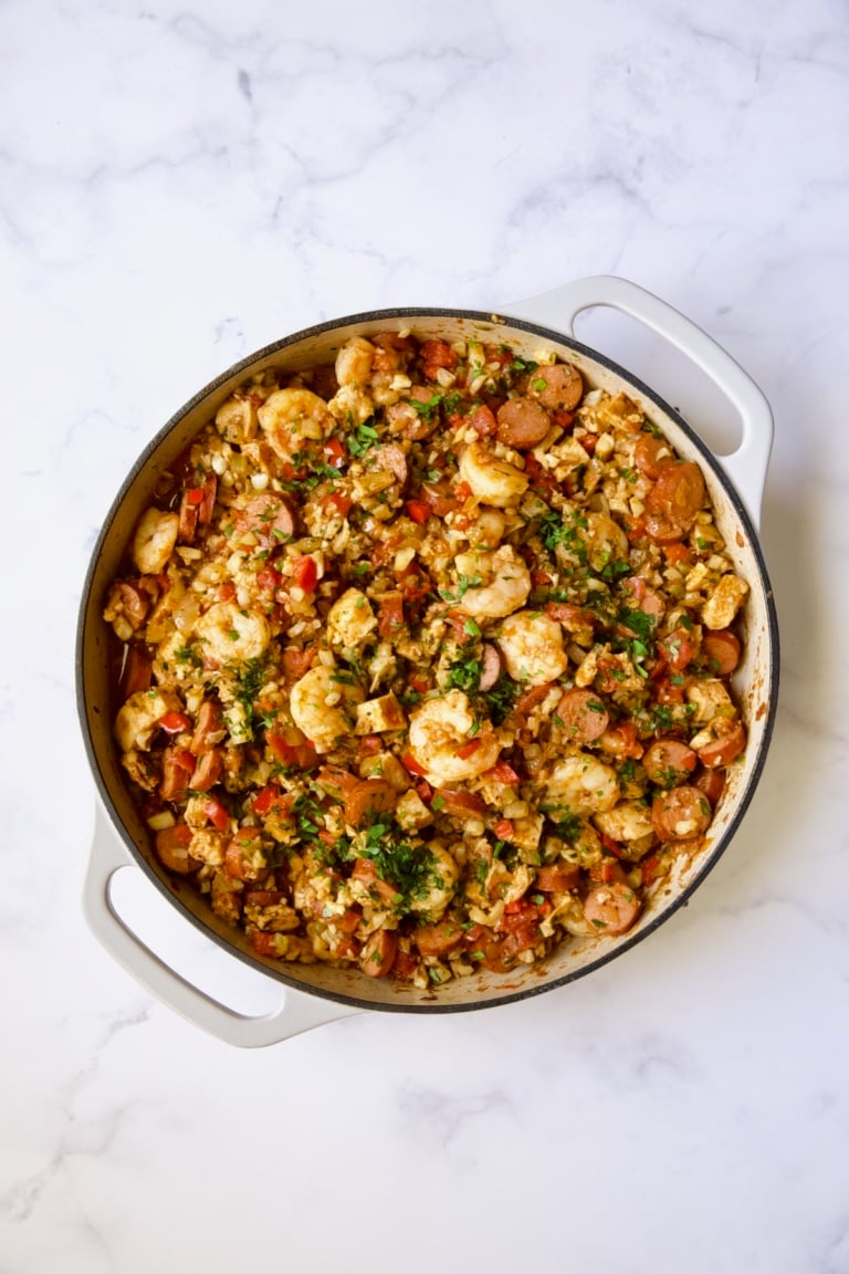 LowCarb Jambalaya Recipe with Chicken Sausage and Shrimp