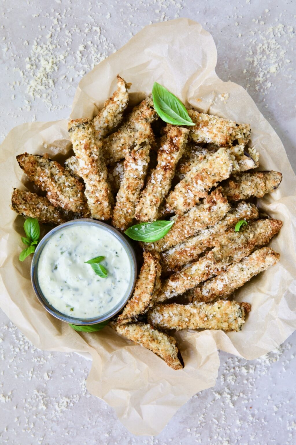 Air Fryer Eggplant Fries with Garlic Basil Aioli Crispy & Delicious!!