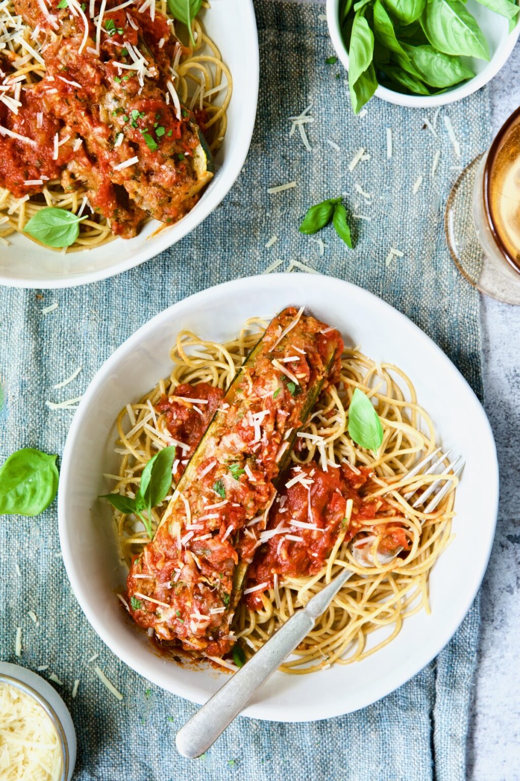 Beef Stuffed Zucchini with Tomato Sauce From A Chef's Kitchen