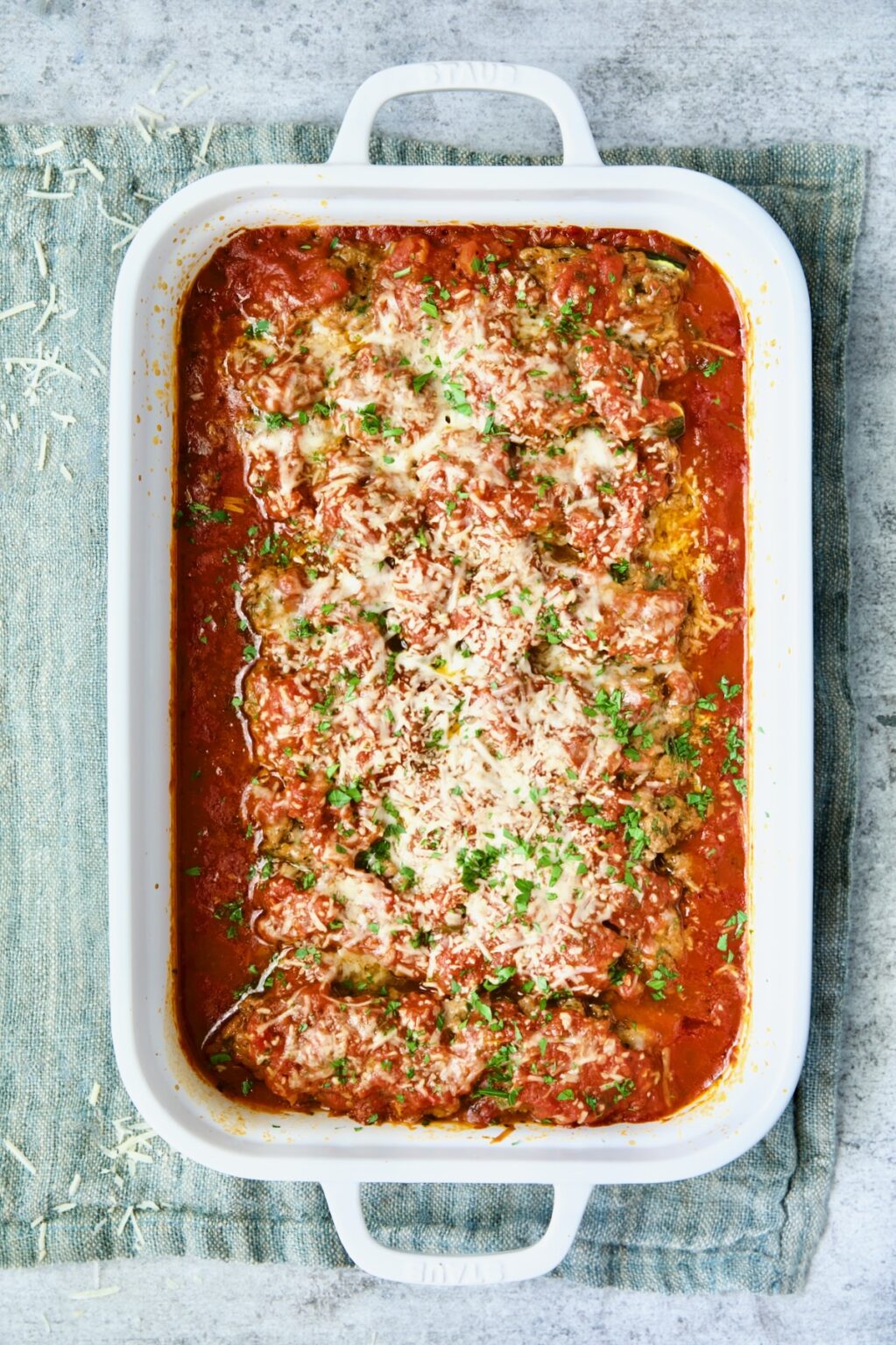 Beef Stuffed Zucchini with Tomato Sauce From A Chef's Kitchen