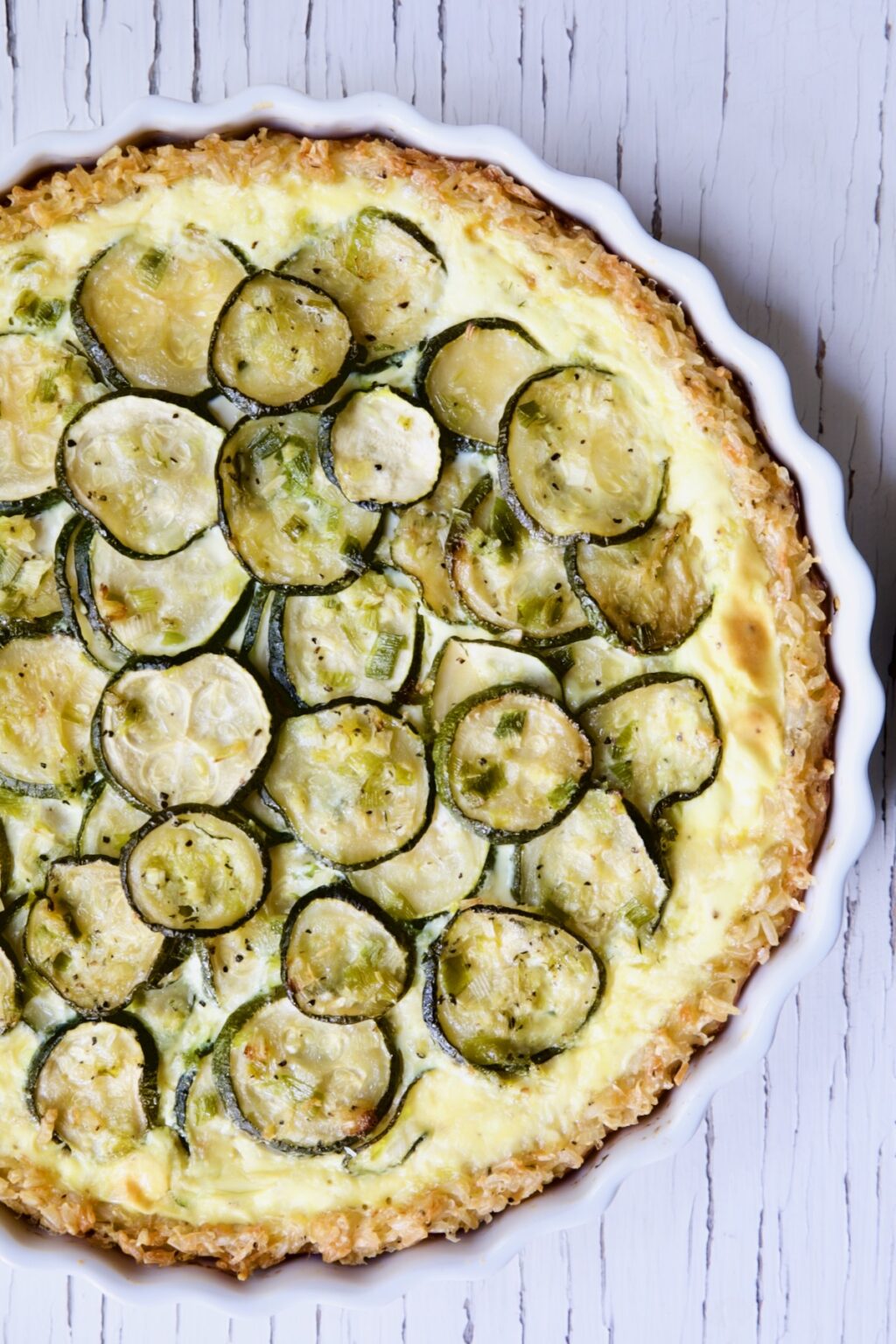 Zucchini Quiche Recipe with Feta Cheese and Brown Rice Crust