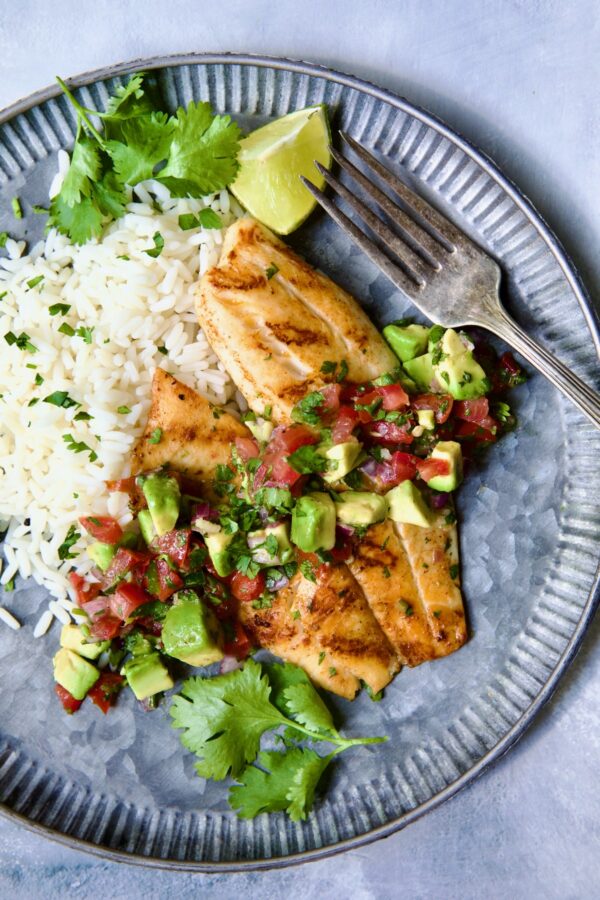 Grilled Tilapia with Tomato Avocado Salsa EASY and HEALTHY!