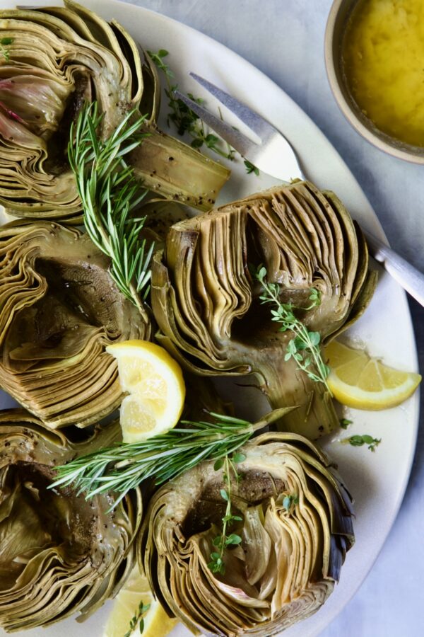 Roasted Artichokes Recipe with Garlic Butter