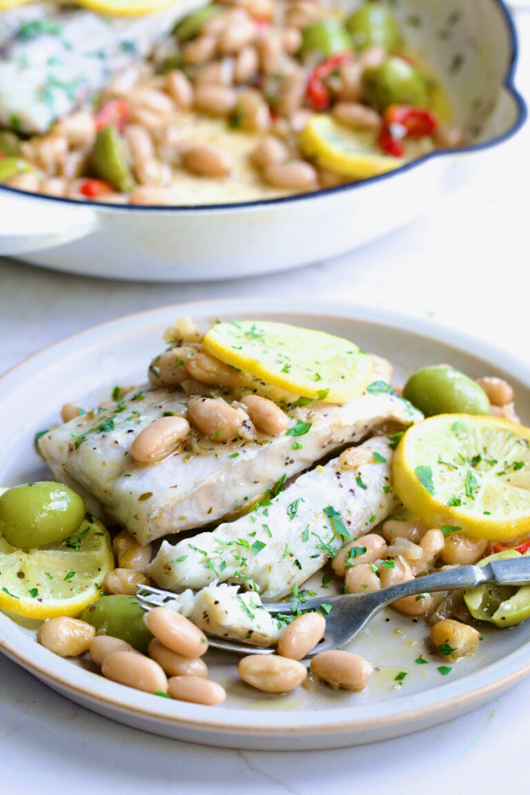 Mediterranean Fish Recipe and White Bean Skillet