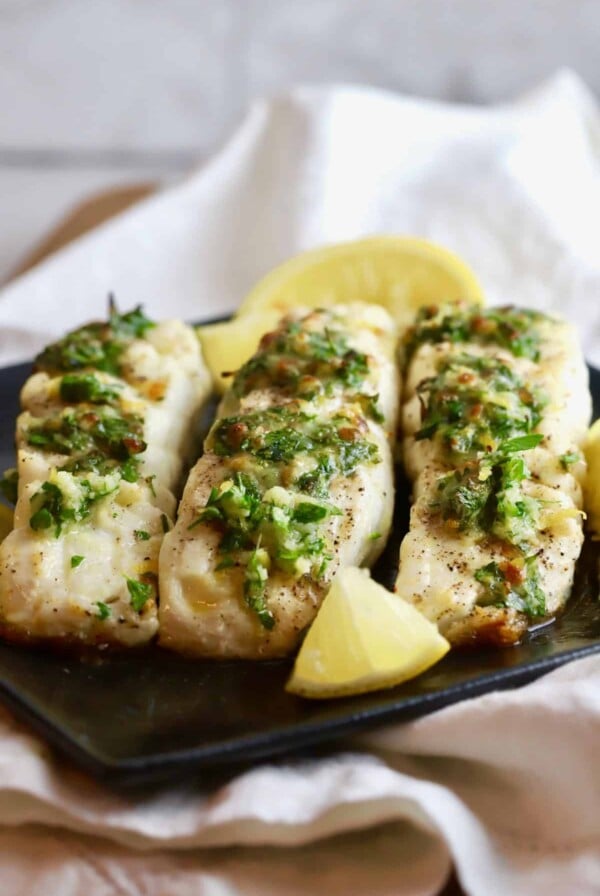 Broiled Halibut with Gremolata.