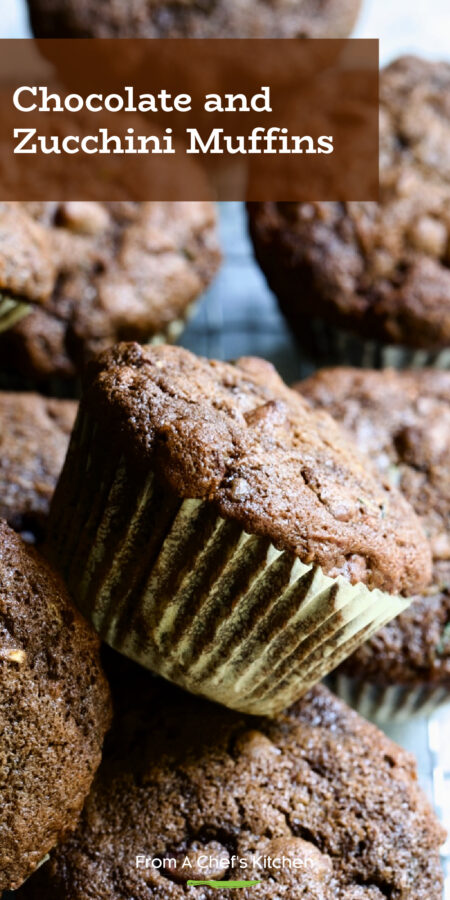 Pinterest graphic for Chocolate and Zucchini Muffins.