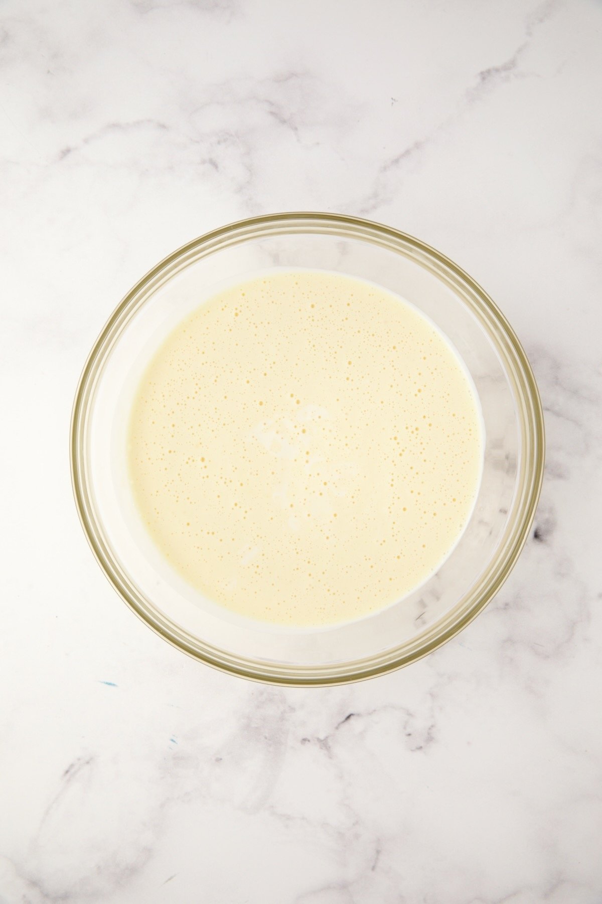 Custard blend in glass bowl.